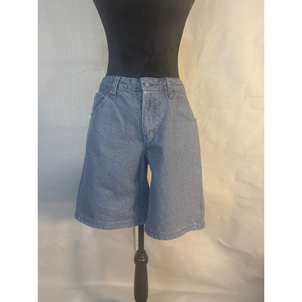 Wild Fable Grey Rhinestone Denim Shorts 90s Relaxed Straight Mid Rise Size 10